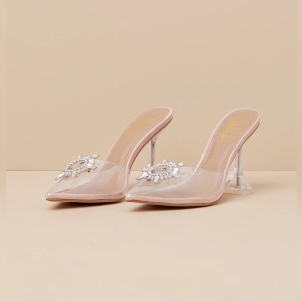 Lulu's Silver Rhinestone Clear Heels - Picture 3 of 5